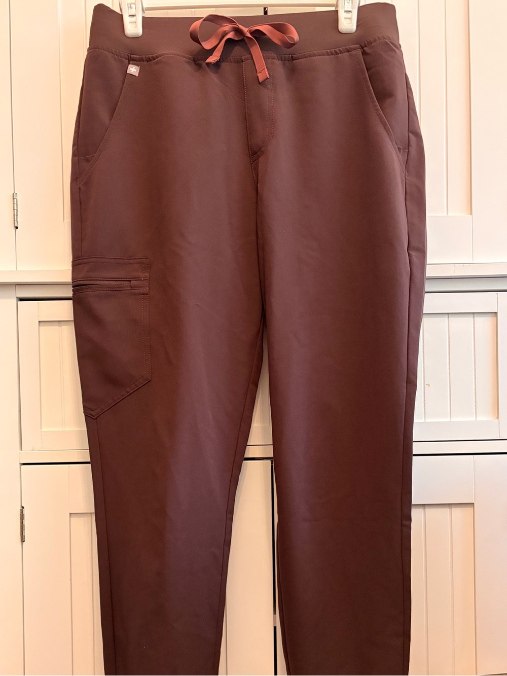 Figs Women’s Jogger Pants in Espresso with Rust Drawstring